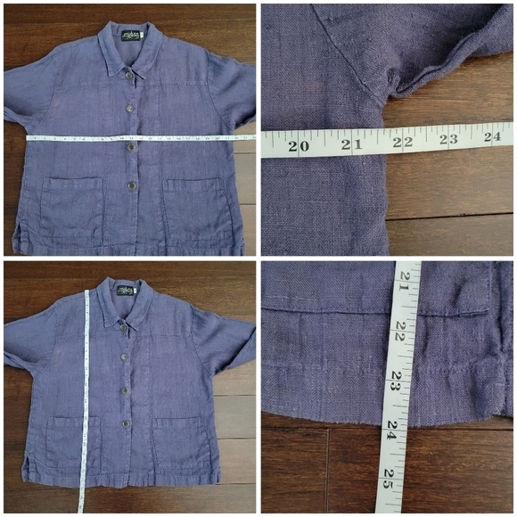 Vtg Purple Linen Button-Up Lightweight Lagenlook Jacket Women's M Mokee Dugway - Picture 9 of 10
